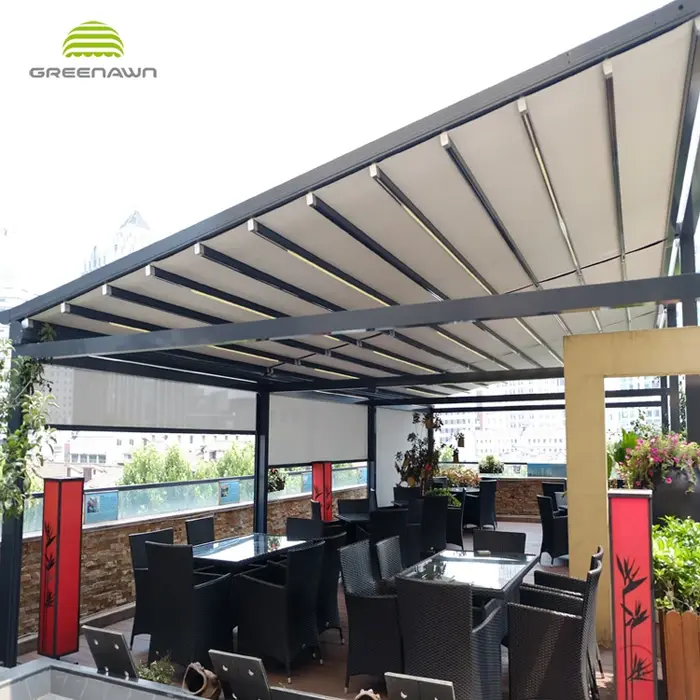 Couvre-pergola imperméable mural en PVC pour pergola rétractable