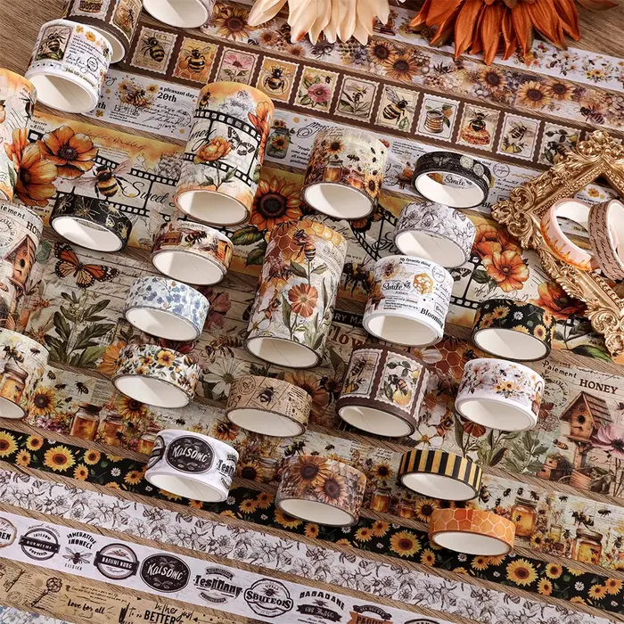 Ensemble de rubans Washi Vintage en forme de fleur d'abeille