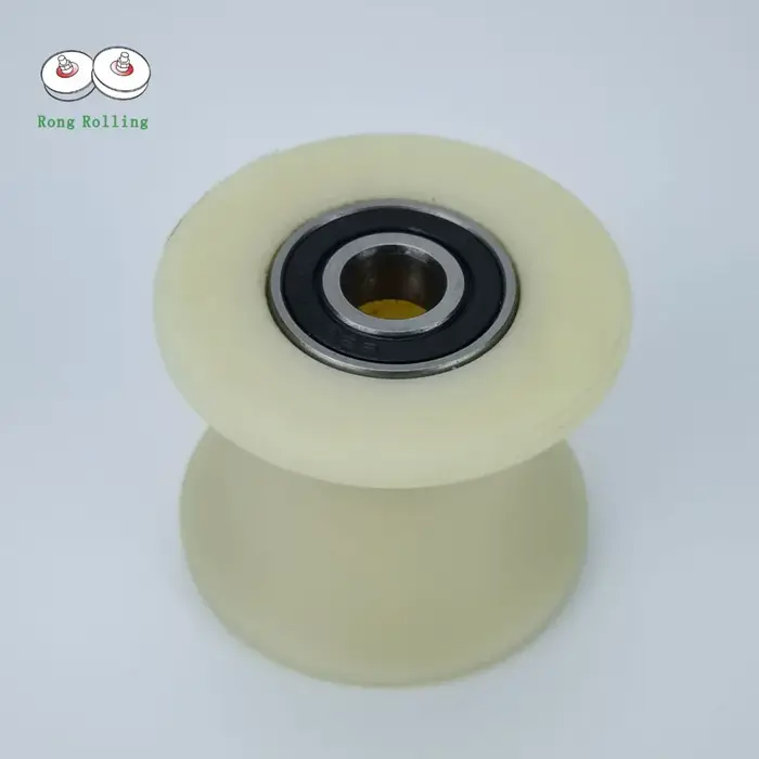 Rouleau en nylon à rainures coulissantes, diamètre 60 mm, épaisseur 48 mm, diamètre de la rainure en U 50 mm, roue en nylon pour portail avec double roulements 6201RS