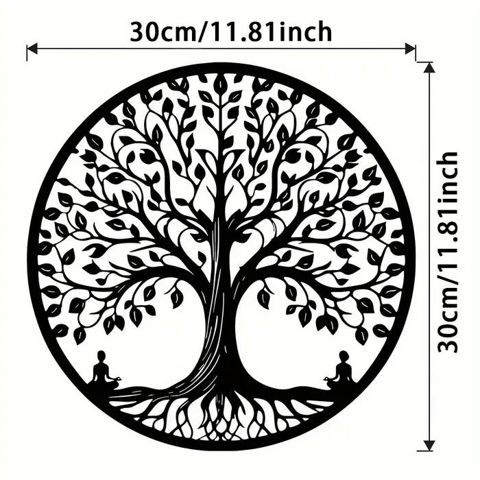 [Nature Tree] Art mural rétro arbre de vie en fer 1 pièce, Art au trait découpé au Laser en métal, d