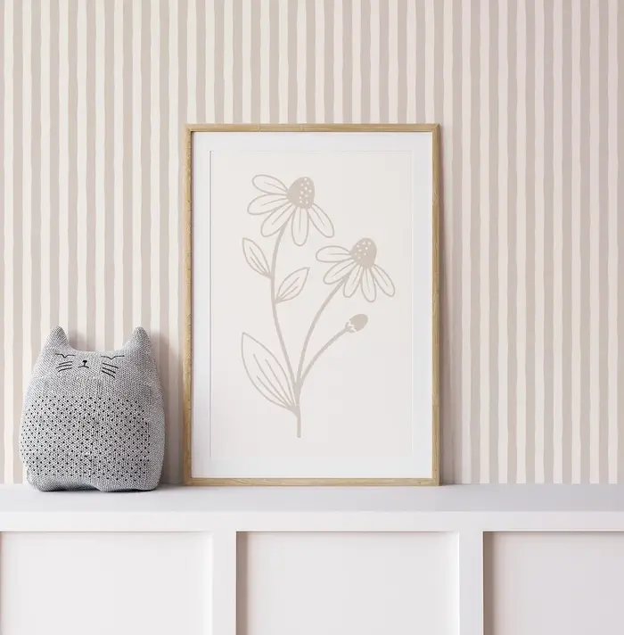 Papier peint à rayures roses Blush