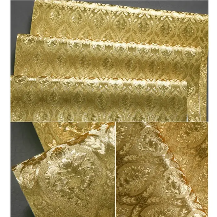Luxe classique or papier peint rouleau chambre salon Relief mur feuille d'or de papel damassé fonds d'écran