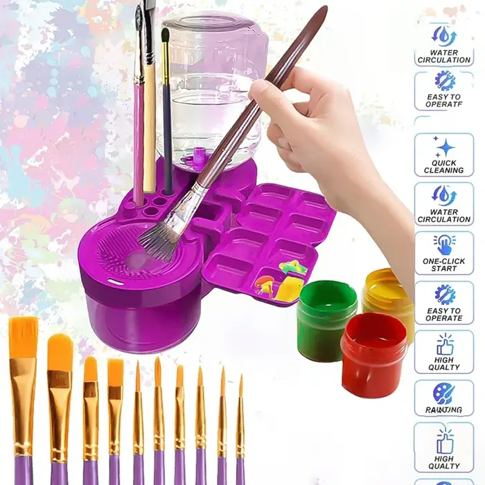 Machine de nettoyage automatique de pinceaux à peinture à base d'eau en acrylique