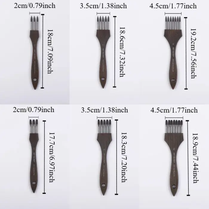 Pinceau de peinture à pointe pointue/plat à dents multiples