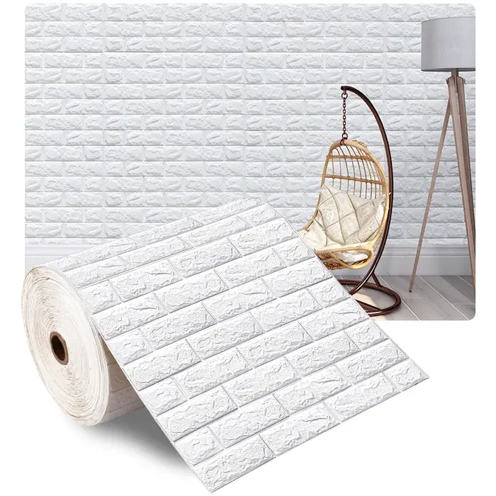 Papier Peint Auto-Adhésif 3D en Mousse Imperméable, Panneaux Muraux en Fausse Brique pour Salon, Cha