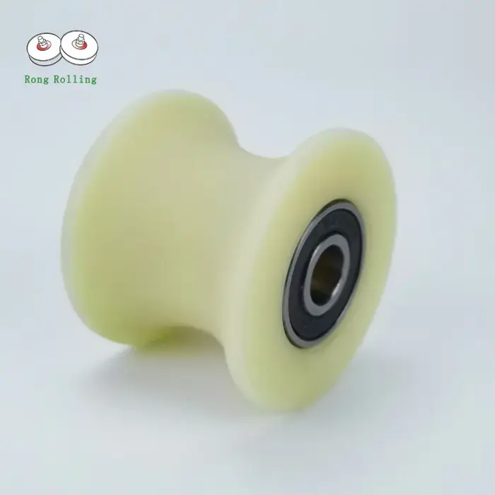 Rouleau en nylon à rainures coulissantes, diamètre 60 mm, épaisseur 48 mm, diamètre de la rainure en U 50 mm, roue en nylon pour portail avec double roulements 6201RS