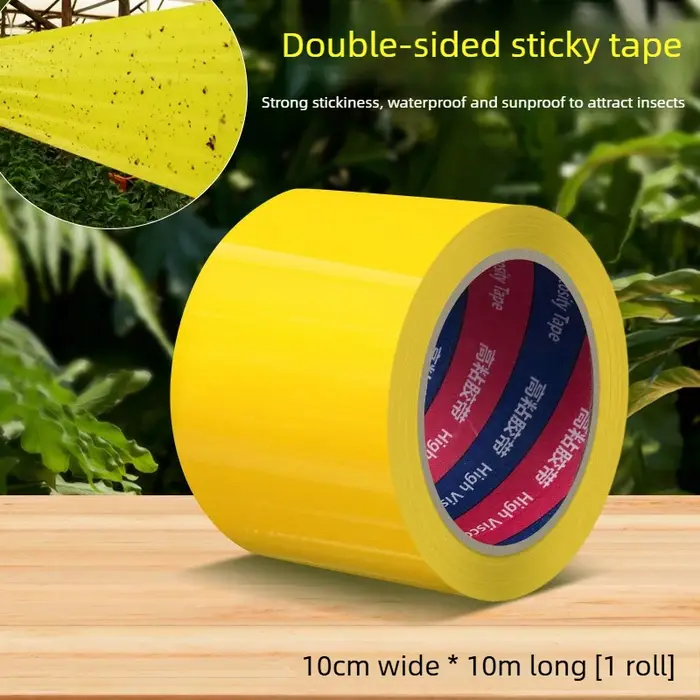1 rouleau de ruban adhésif double face jaune de 10 m