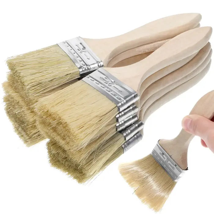 Lot de 10 pinceaux à finition lisse avec manche en bois robuste pour la décoration intérieure, l'art