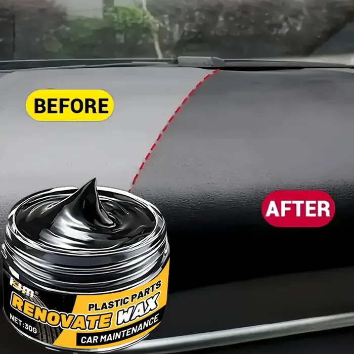 1 pot de cire de restauration et de protection noire brillante pour l'intérieur de la voiture - Revêtement en plastique