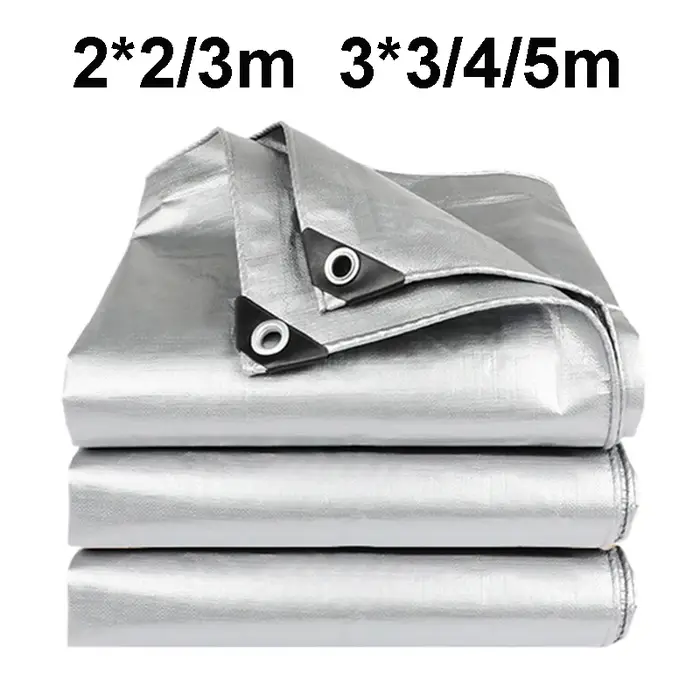 Bâche imperméable anti-UV argentée multi-usage 2x2m 2x3 3*3 3x4 3mx5 auvent