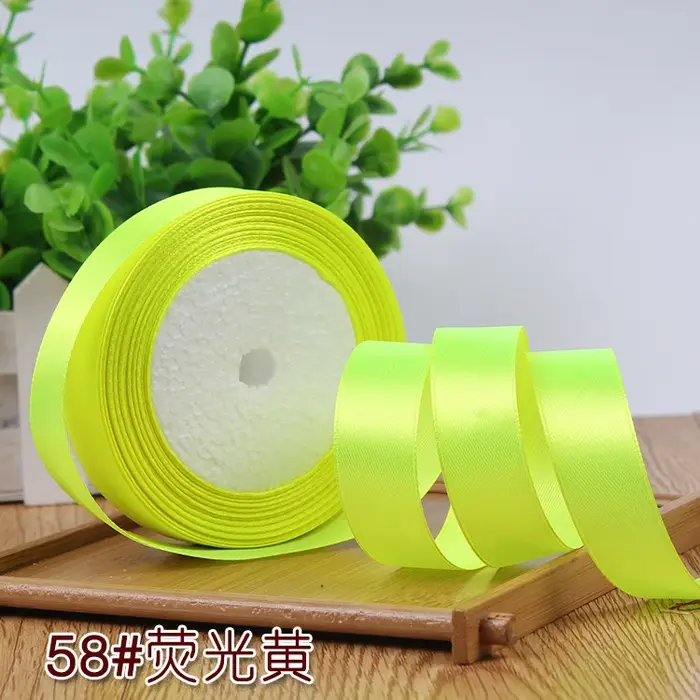 Rubans en Satin de soie jaune Orange or 6-10-15-20-25-40-50mm