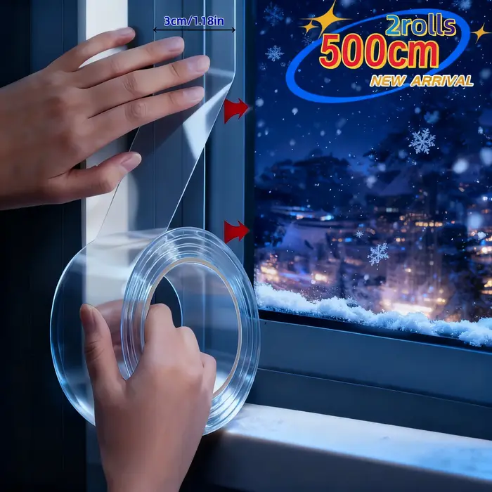 2 rouleaux de ruban adhésif Invisible d'étanchéité coupe-vent d'hiver de 500Cm