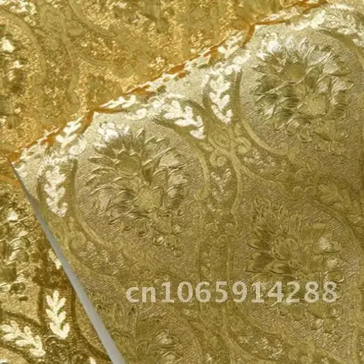 Luxe classique or papier peint rouleau chambre salon Relief mur feuille d'or de papel damassé fonds