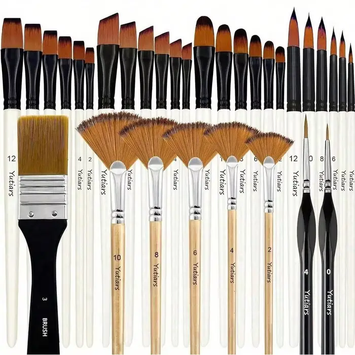 28/32 pinceaux pour peinture acrylique, poils en nylon de qualité supérieure avec pinceaux ronds, en