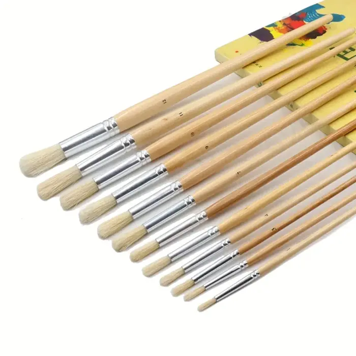 Ensemble de 12 pinceaux à huile à tête ronde