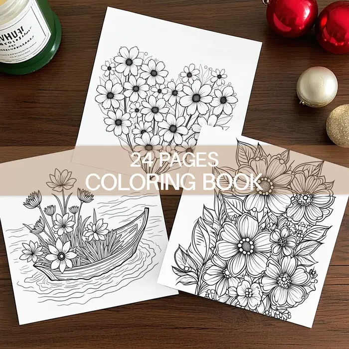 Livre de coloriage relaxant aux fleurs pour adultes – Anti-stress