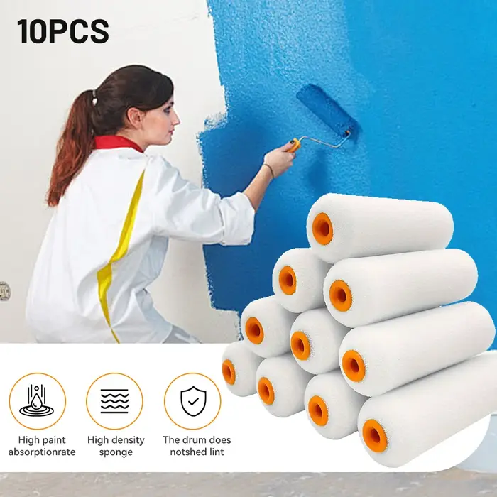 10 pièces 100mm rouleau de peinture brosse mousse Durable