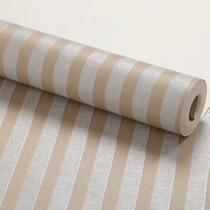 Papier peint imperméable à rayures SAINT, papier peint de contact rayé moderne, beige, blanc crémeux