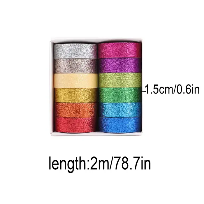 Ensemble de 12 rouleaux d'autocollants à paillettes colorées