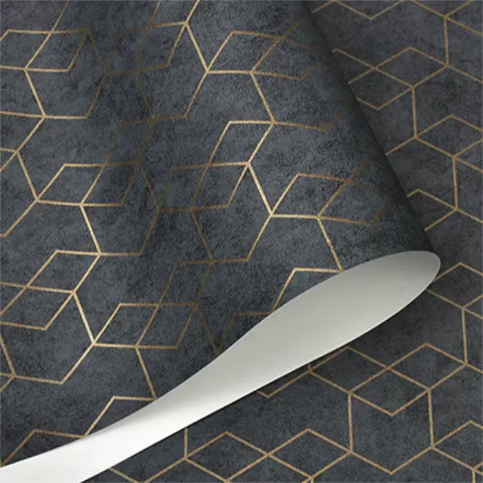 Rouleau de papier peint géométrique de luxe gris foncé