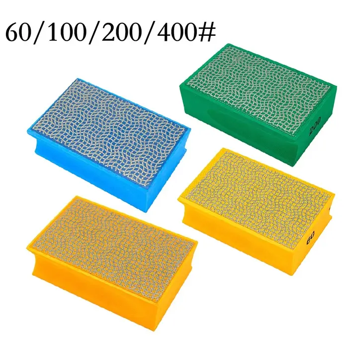 1 pièce 60/100/200/400 # Bloc de ponçage par galvanoplastie, tampons de polissage portatifs pour le bois, le verre, le marbre, le métal, le meulage