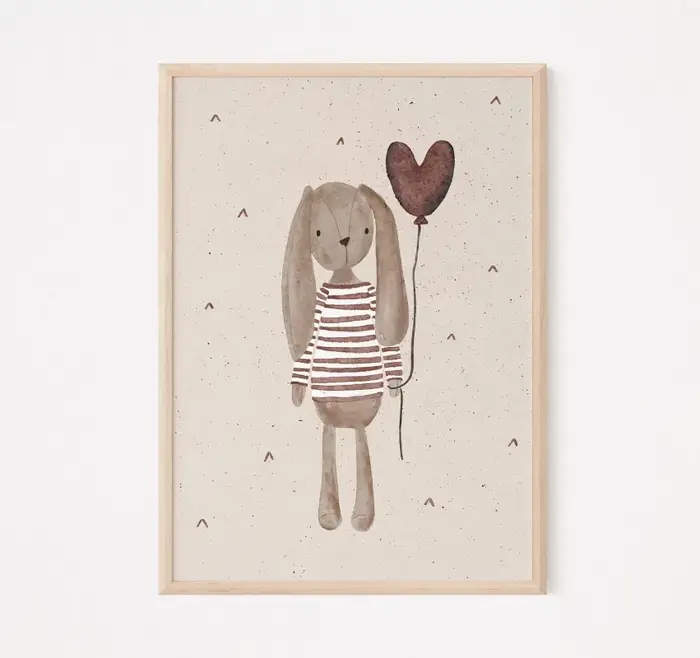 Affiche ours canard, fleur bohème chambre d'enfants