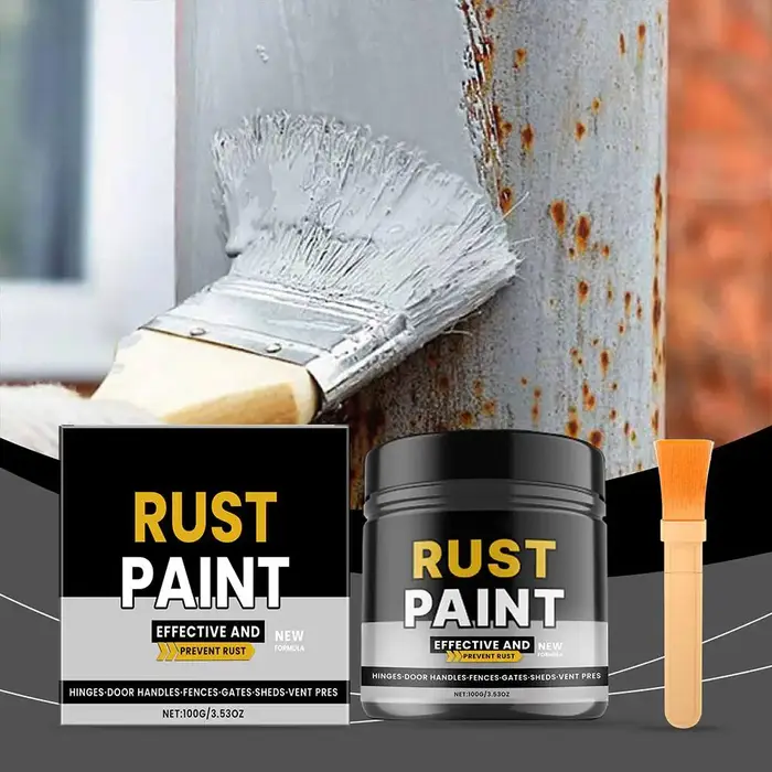Peinture convertissante de la rouille à base d'eau 100g avec pinceau, revêtement antirouille pour cl