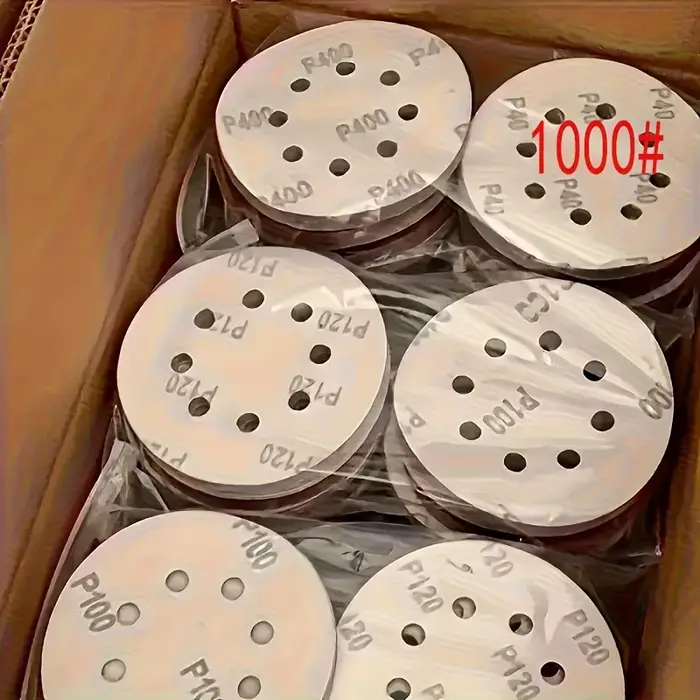 100 pièces de papier de verre de 5 pouces à 8 trous - grain 60/80/100/150/180/240/320/400/600/800/1000 - Parfait