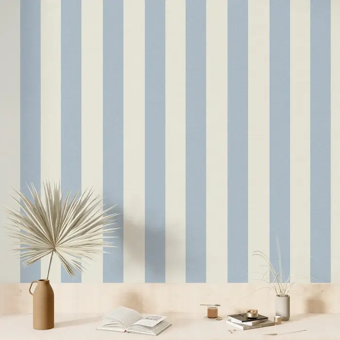 Papier peint à rayures audacieuses, autocollant mural à rayures bleues pour la décoration de la cham