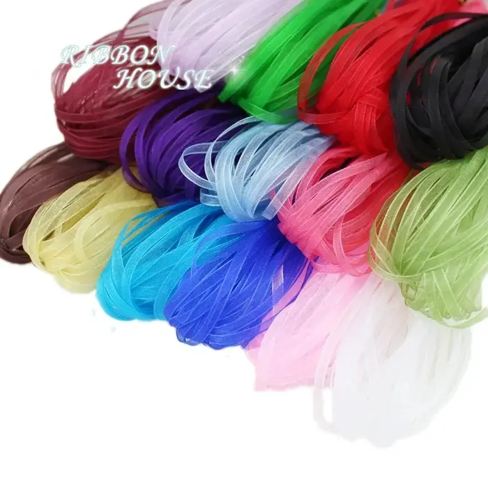 Vente (10 mètres) ruban en mousseline de soie Organza de 6mm de largeur