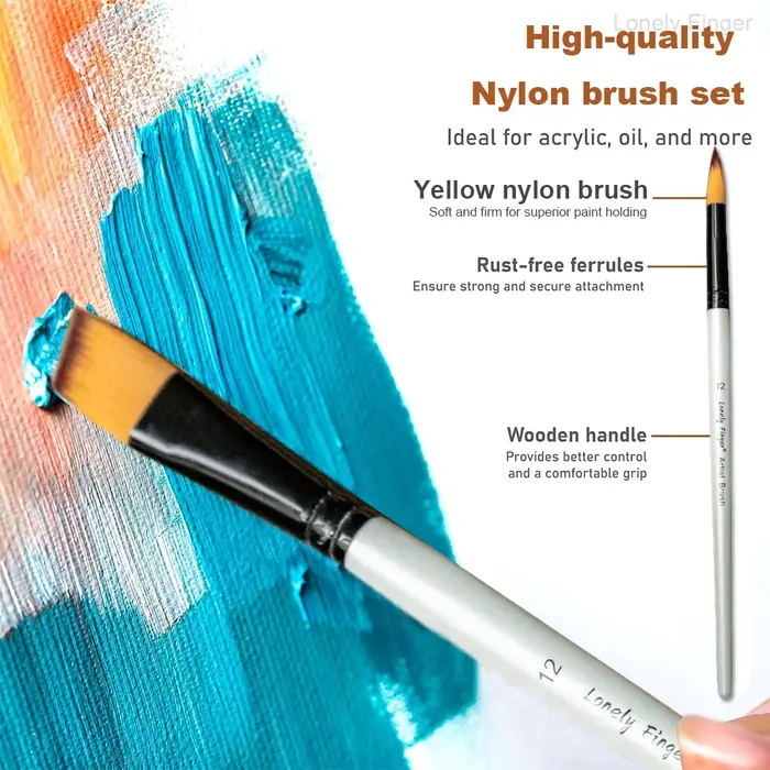 Pinceaux ronds et angulaires pour peinture acrylique