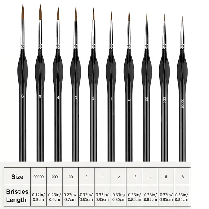 Kit de 10 pinceaux de précision pour peinture miniature