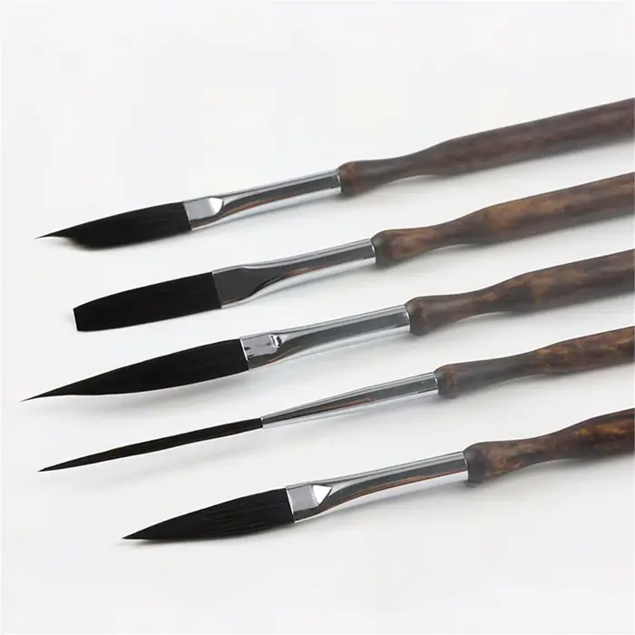 AT16 Ensemble de 5 pinceaux à rayures pour l'art professionnel et la précision, pinceaux à script et