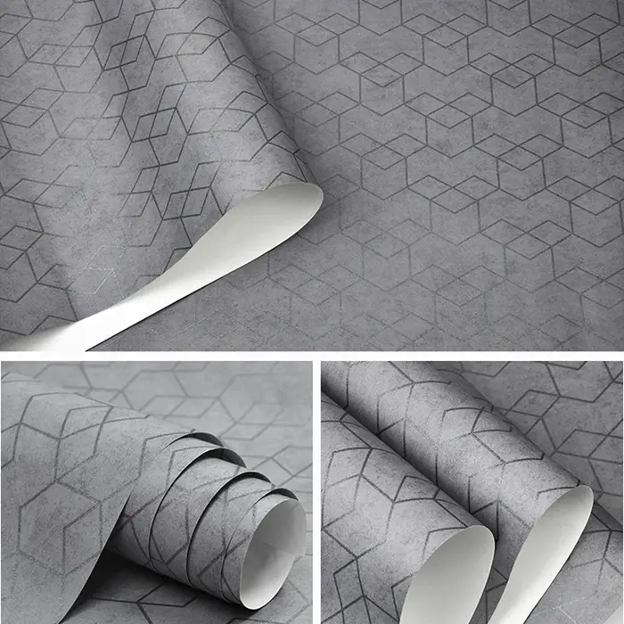 Rouleau de papier peint géométrique de luxe gris foncé, papier peint gris noir, chambre à coucher de