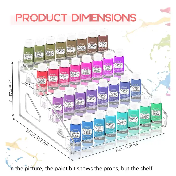 Boîte de rangement de peinture transparente, mini support de peinture avec 7 couches de support de s