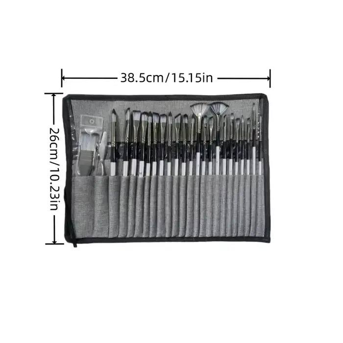 Ensemble de 24 pinceaux avec couteau à palette