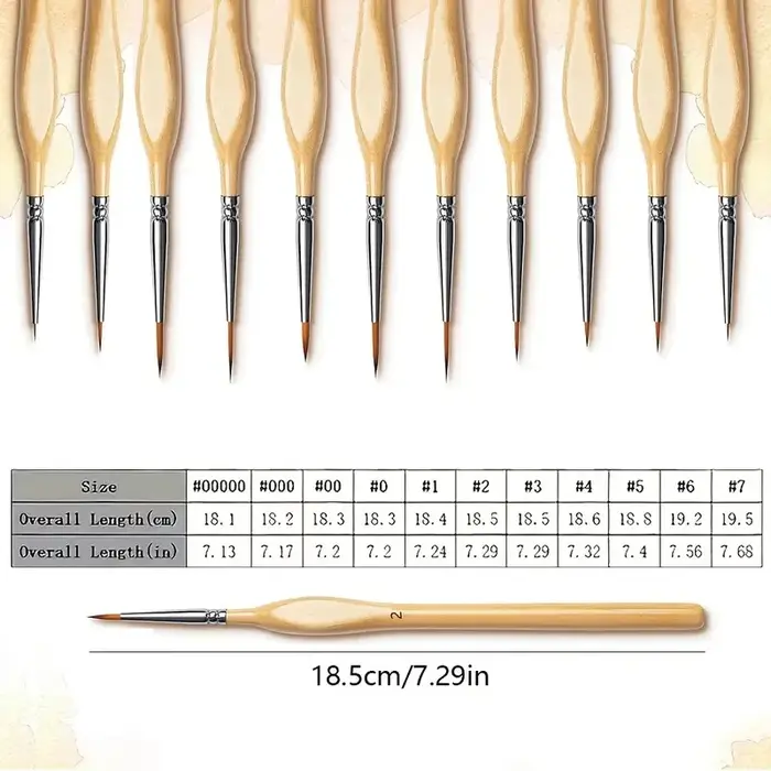 Ensemble de 11 pinceaux d'art de haute qualité