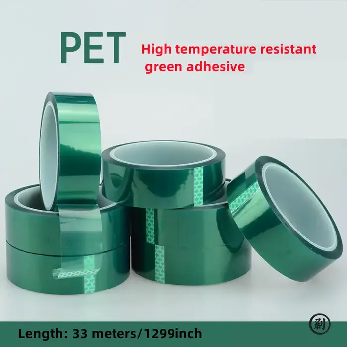 Ruban de masquage haute température en polyester vert, ruban PET avec adhésif en silicone, idéal pou
