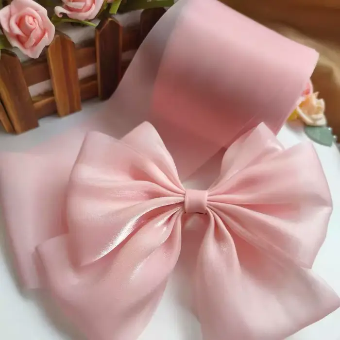 Ruban fluide large de 8 cm en mousseline de soie et organza, ruban d'emballage cadeau, ruban pour lo