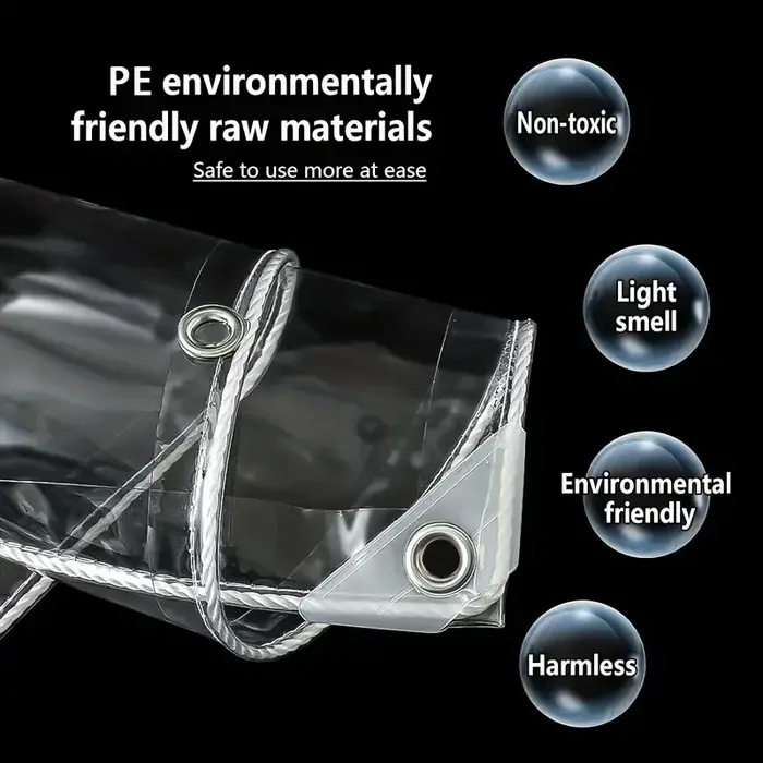 Bâche transparente imperméable en PVC avec œillets