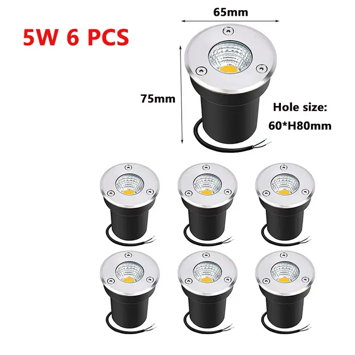 6 pièces éclairage de jardin extérieur IP67 LED étanche lumière souterraine 5W10W15W