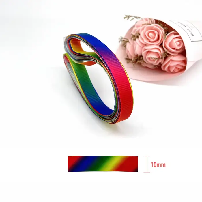 Ruban gros-grain arc-en-ciel de 5 mètres, tissu multicolore pour bricolage artisanat nœuds de cheveu