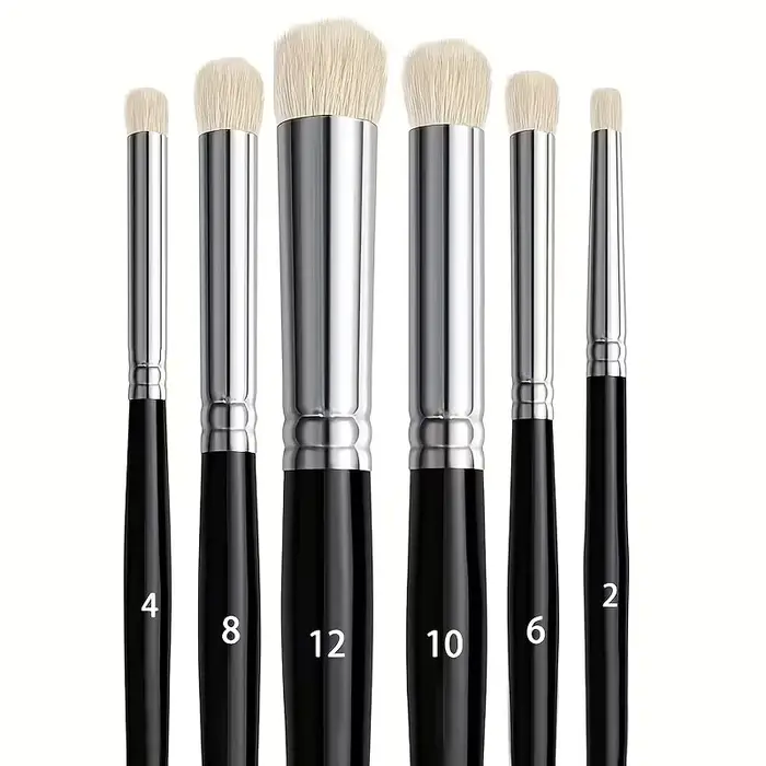 Un ensemble de 6 pinceaux professionnels pour peinture à sec avec manches en bois