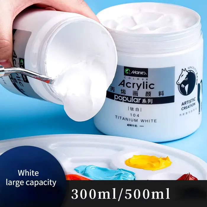 Peintures acryliques blanches de 300ml en grands pots pour peinture murale sans perte de couleur