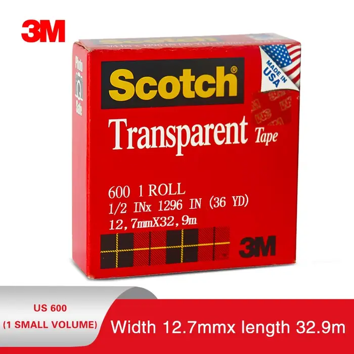 Ruban Transparent Scotch 3M 600, ruban de Test d'adhérence d'encre 600P, grand rouleau 19/12.7Mm, em