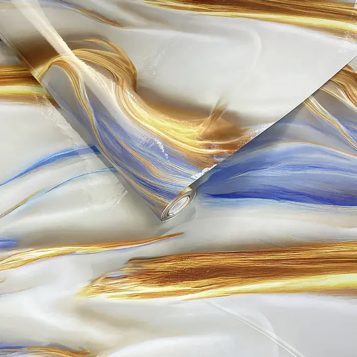 Papier peint auto-adhésif à motif de marbre lisse, autocollants résistants à l'huile et imperméables