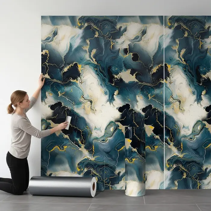 Autocollant mural 3D effet marbre épais