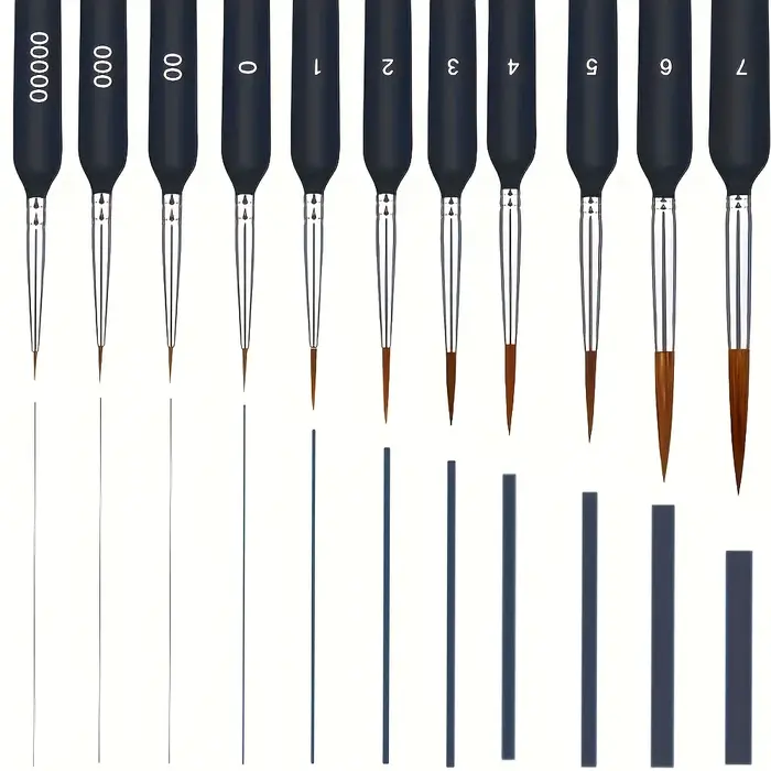 Lot de 11/22 pinceaux professionnels pour dessin de lignes fines - Recommandés