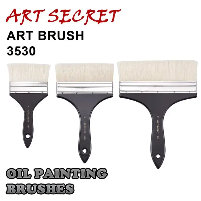 Artsecret – peinture à l'huile avec gros pinceau 3530 poils épais, acrylique, poignée noire, virole