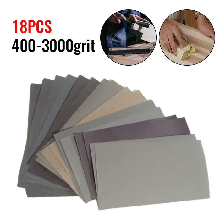 18 pièces/ensemble papier de verre 400 600 800 1000 1200 1500 2000 2500 3000 papier de verre grain p